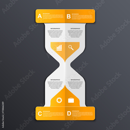 Infographics hourglass design paper style concept.