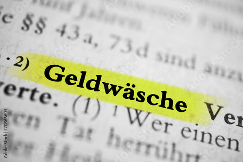 Geldwäsche - gelb markiert