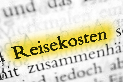 Reisekosten - gelb markiert photo