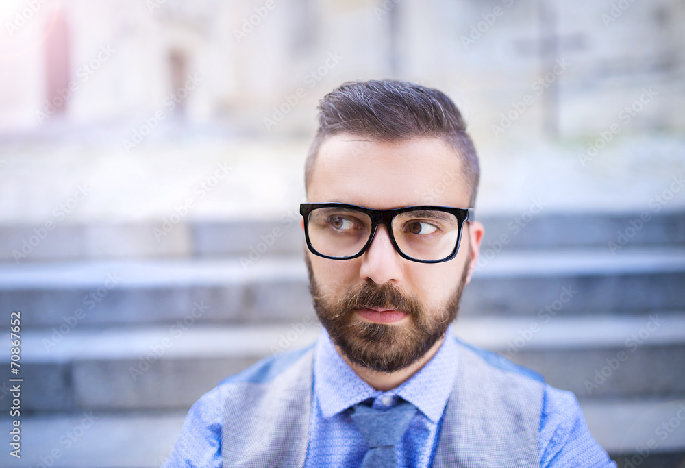Hipster business man in town Hipster business man in town