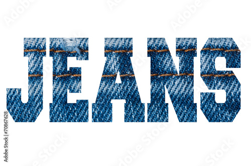 Jeans sign on the white background.