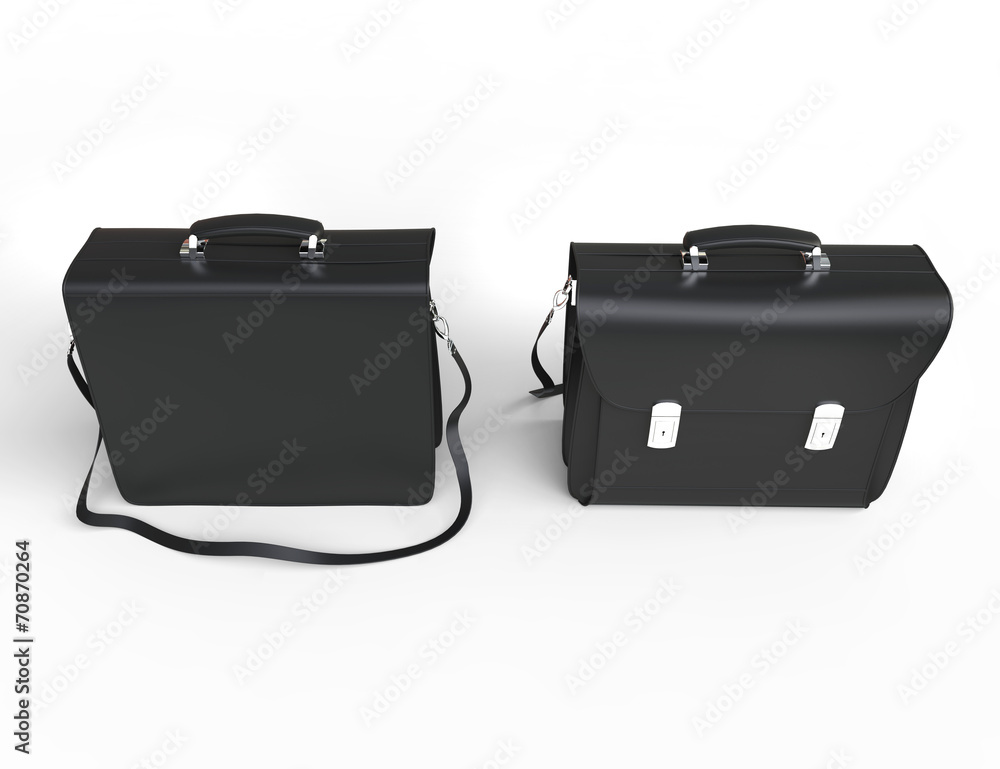 Black business briefcases - top view Black business briefcases - top view