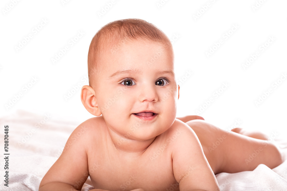 Portrait Of Adorable Baby With Brown Eyes Portrait Of Adorable Baby With Brown Eyes