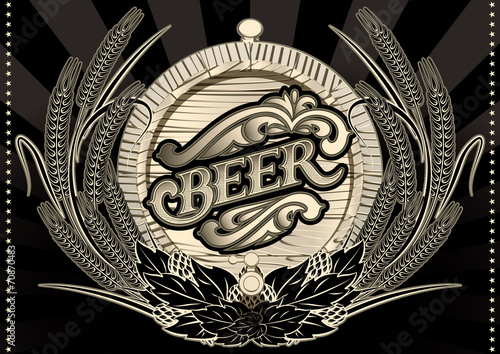 emblem beer barrel and barley for menu