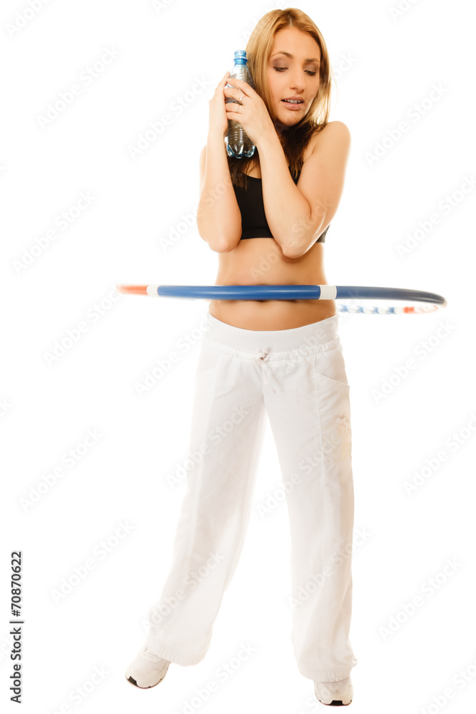 sporty fit girl doing exercise with hula hoop. sporty fit girl doing exercise with hula hoop.