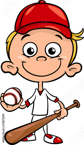 boy baseball player cartoon illustration
