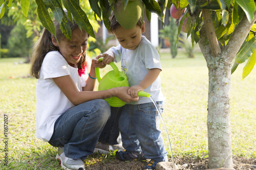 Happy Children Gardening