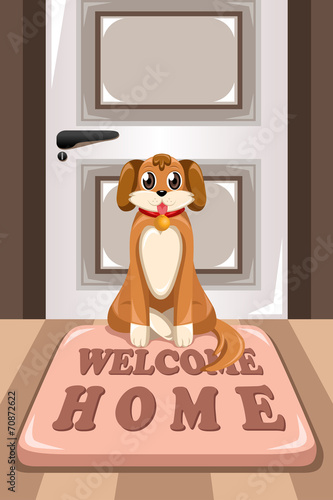 Cute dog sitting on a mat