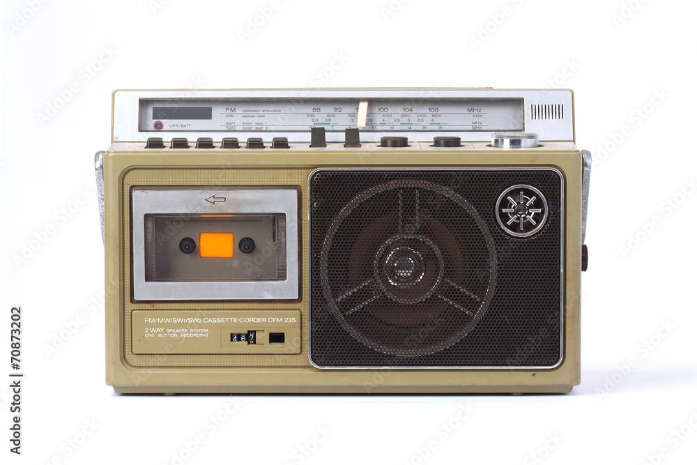 retro ghetto blaster isolated on white background. retro ghetto blaster isolated on white background.