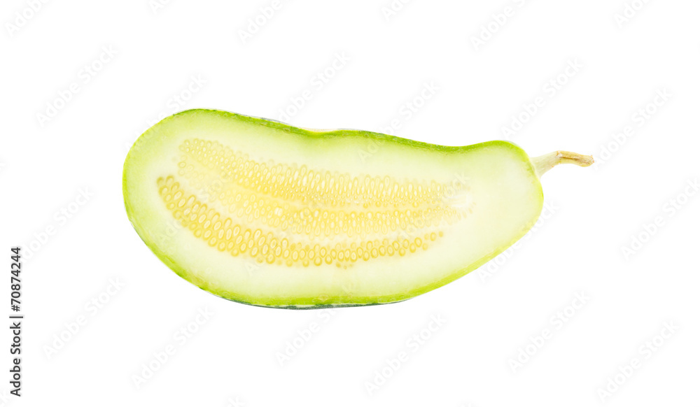 Half of young Muskmelon on white background Half of young Muskmelon on white background