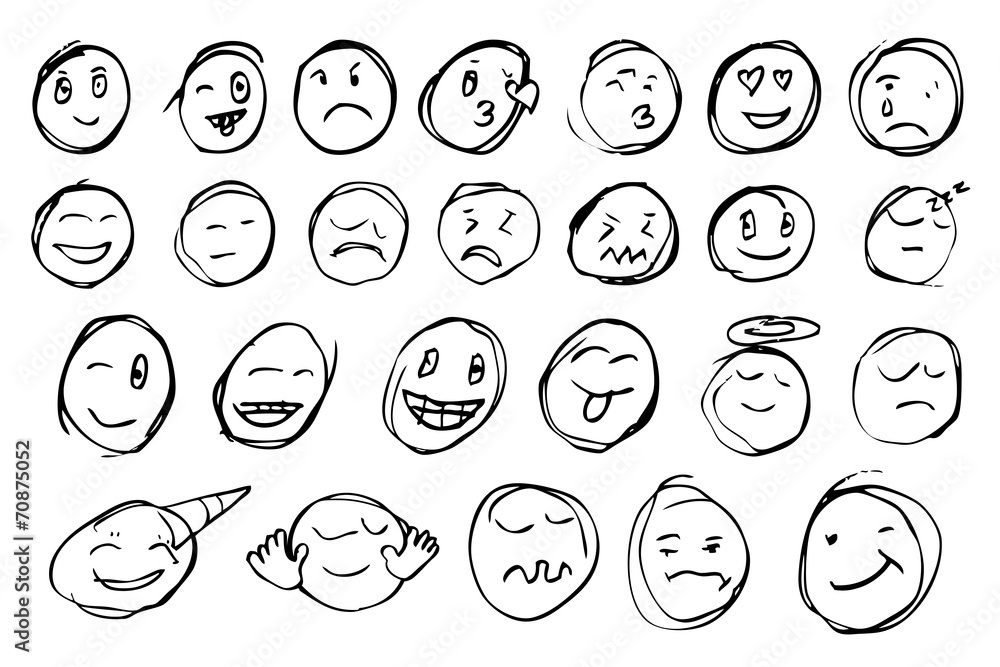 hand draw sketch, emoticon hand draw sketch, emoticon