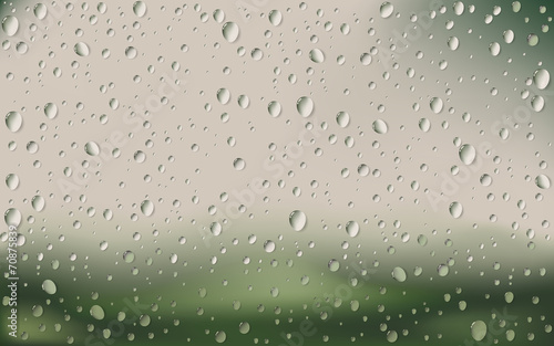 Water Drop On Glass with blur Nature Background