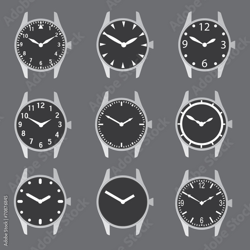 various watch case and dials with hands eps10 photo