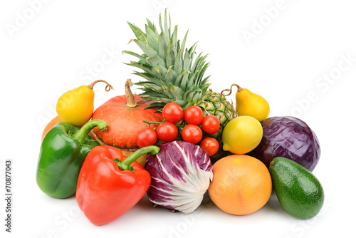 fruits and vegetables isolated on white background