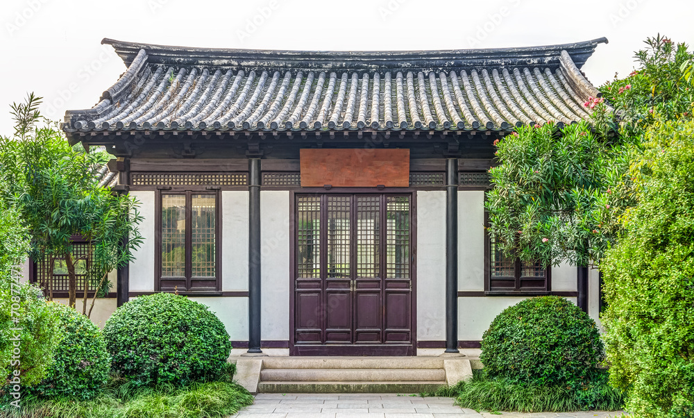 The architecture of ancient Chinese building in a garden The architecture of ancient Chinese building in a garden
