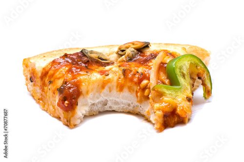 slice pizza with a missing bite