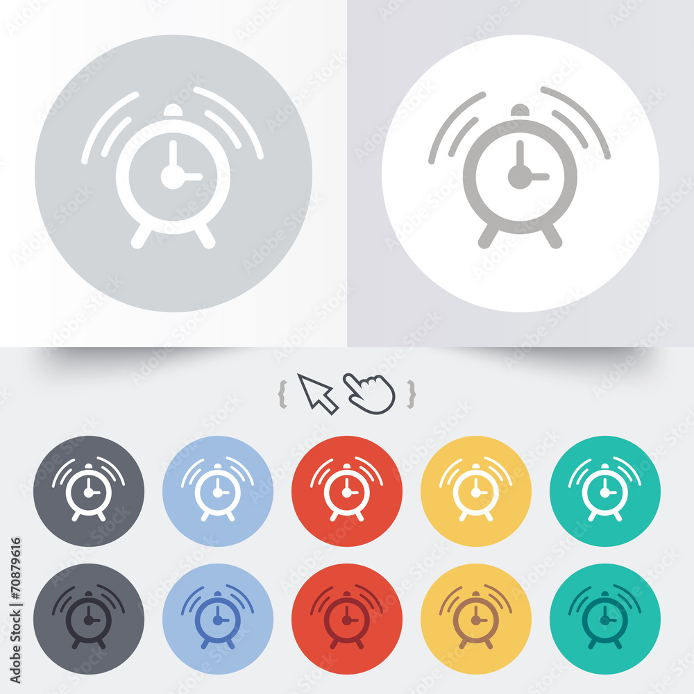 Alarm clock sign icon. Wake up alarm symbol. Alarm clock sign icon. Wake up alarm symbol.
