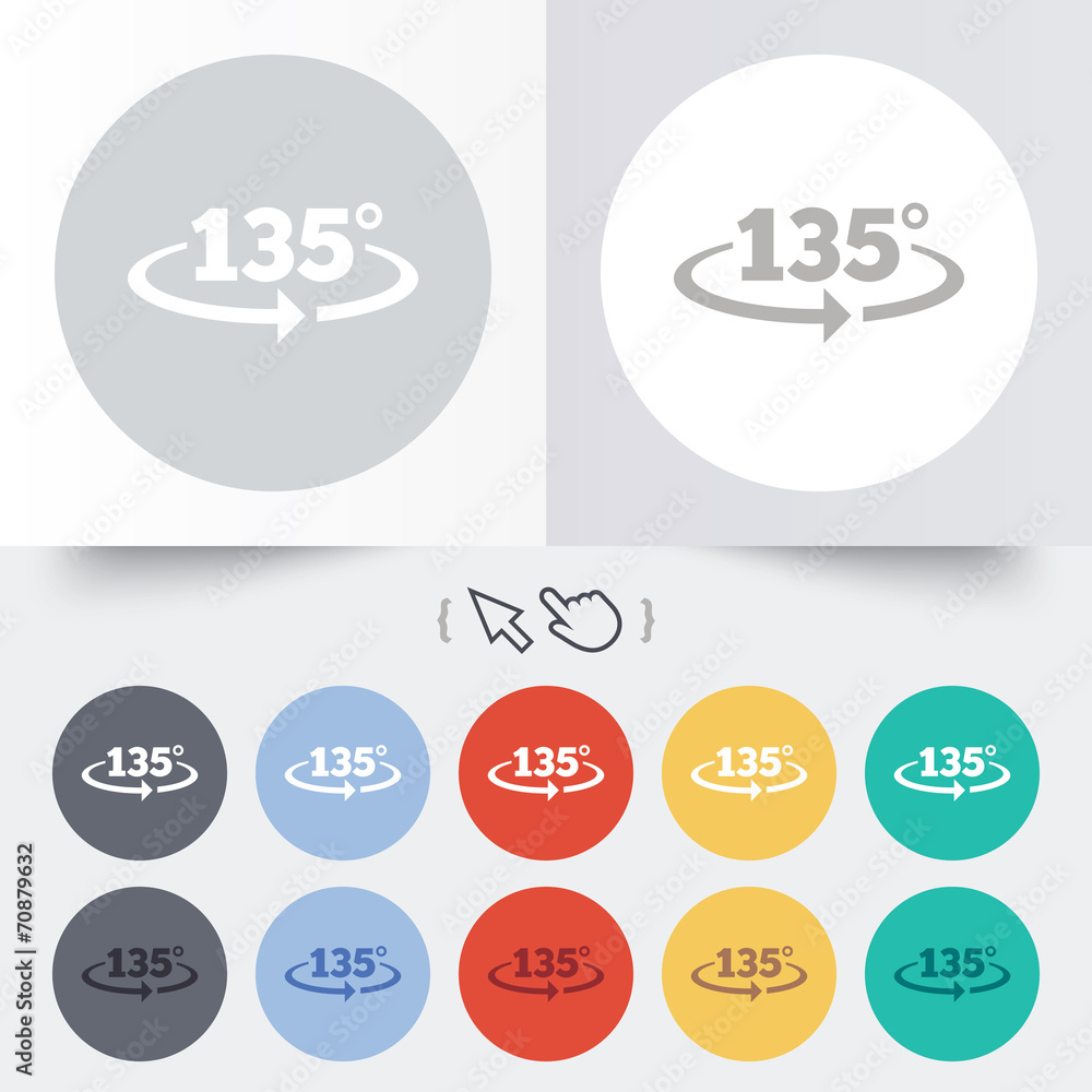 Angle 135 degrees sign icon. Geometry math symbol