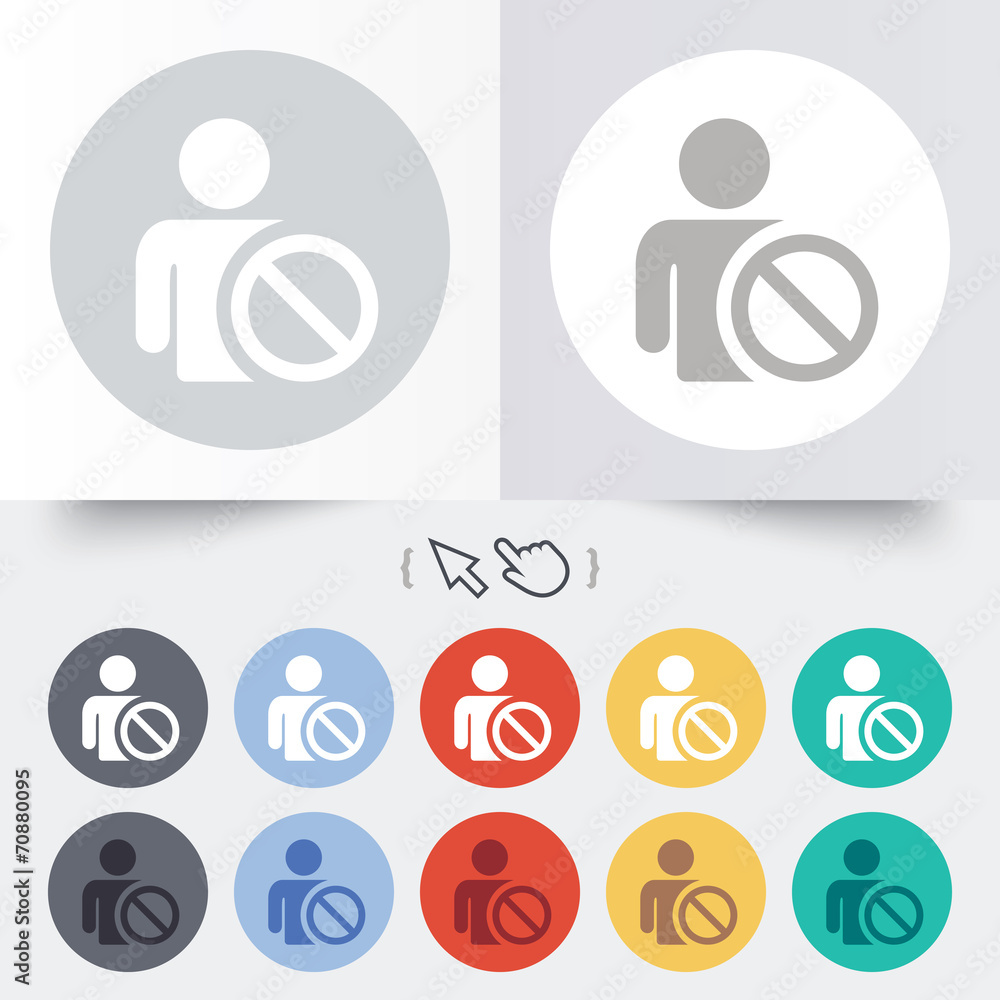 Blacklist sign icon. User not allowed symbol. Blacklist sign icon. User not allowed symbol.