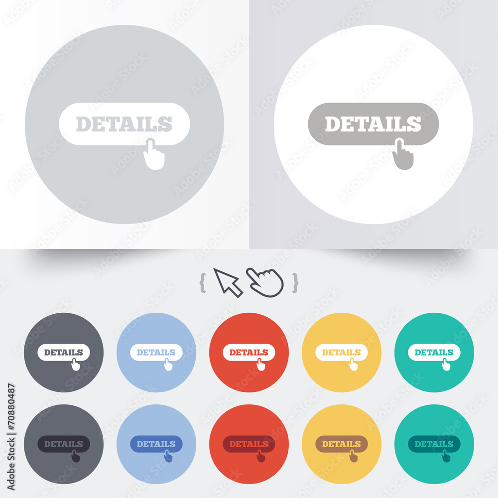 Details with hand pointer icon. More symbol. Details with hand pointer icon. More symbol.