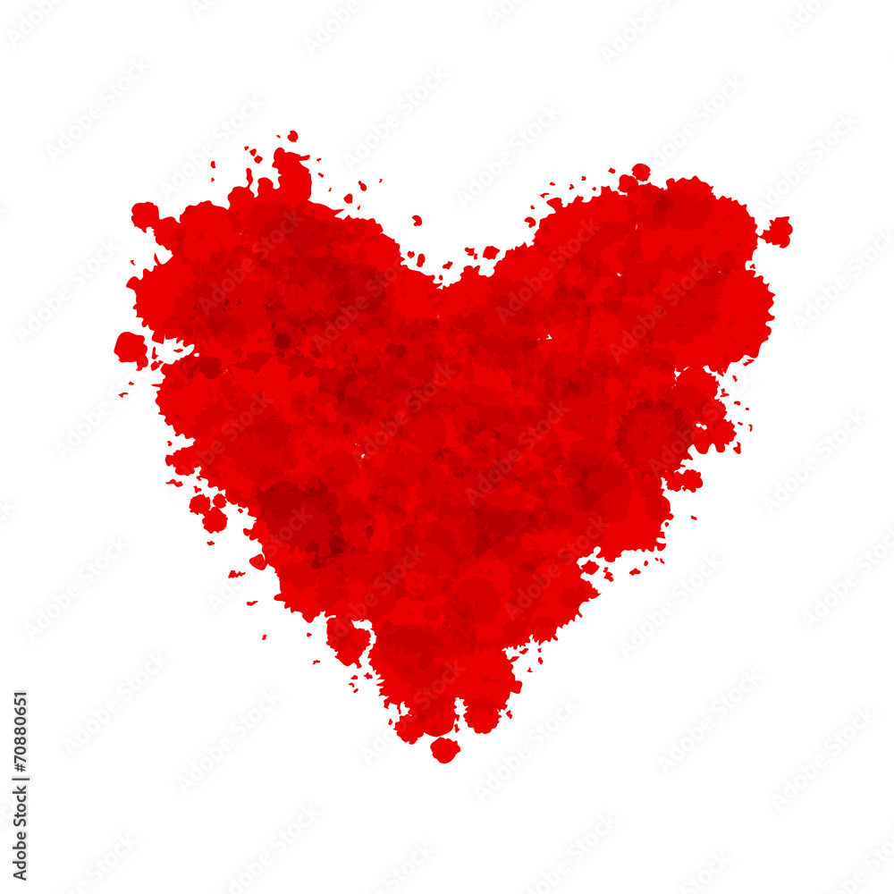 Hand-drawn painted red heart, vector element for your design Hand-drawn painted red heart, vector element for your design