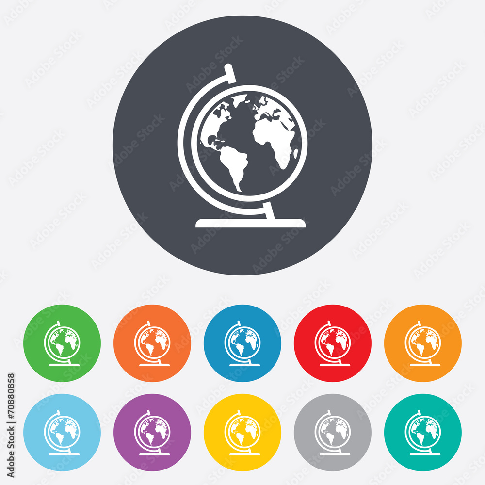 Globe sign icon. World map geography symbol. Globe sign icon. World map geography symbol.