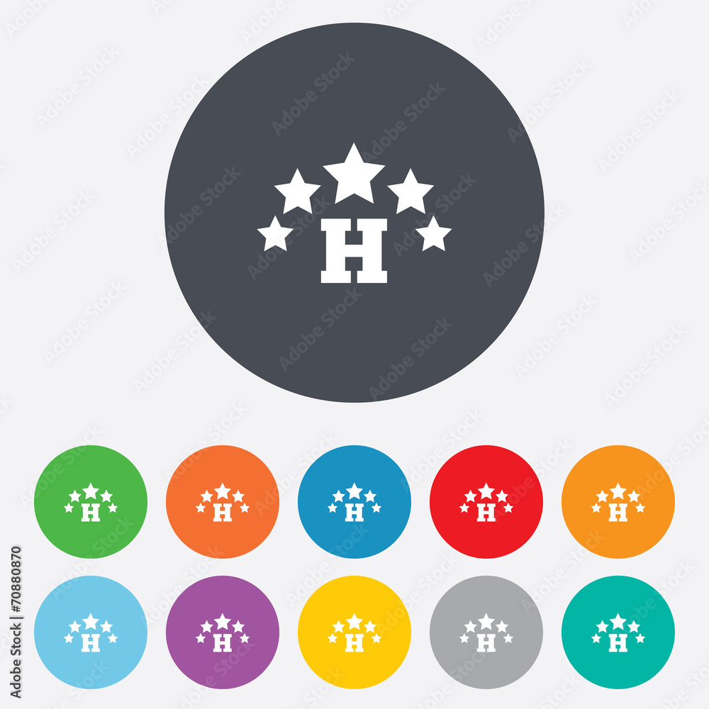 Five star Hotel sign icon. Rest place. Five star Hotel sign icon. Rest place.
