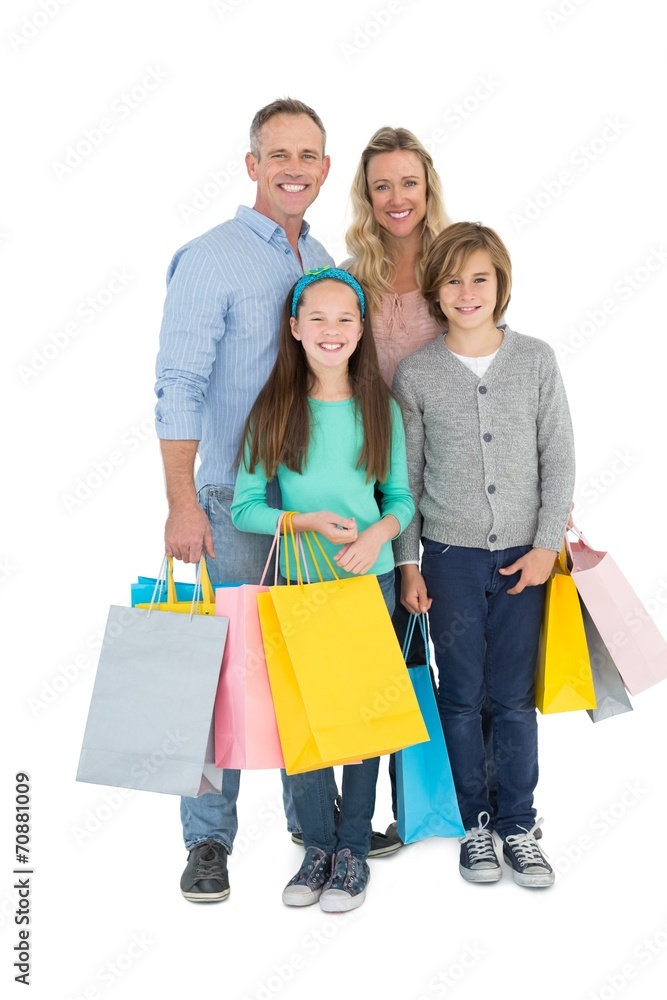 Portrait of smiling family with shopping bag Portrait of smiling family with shopping bag