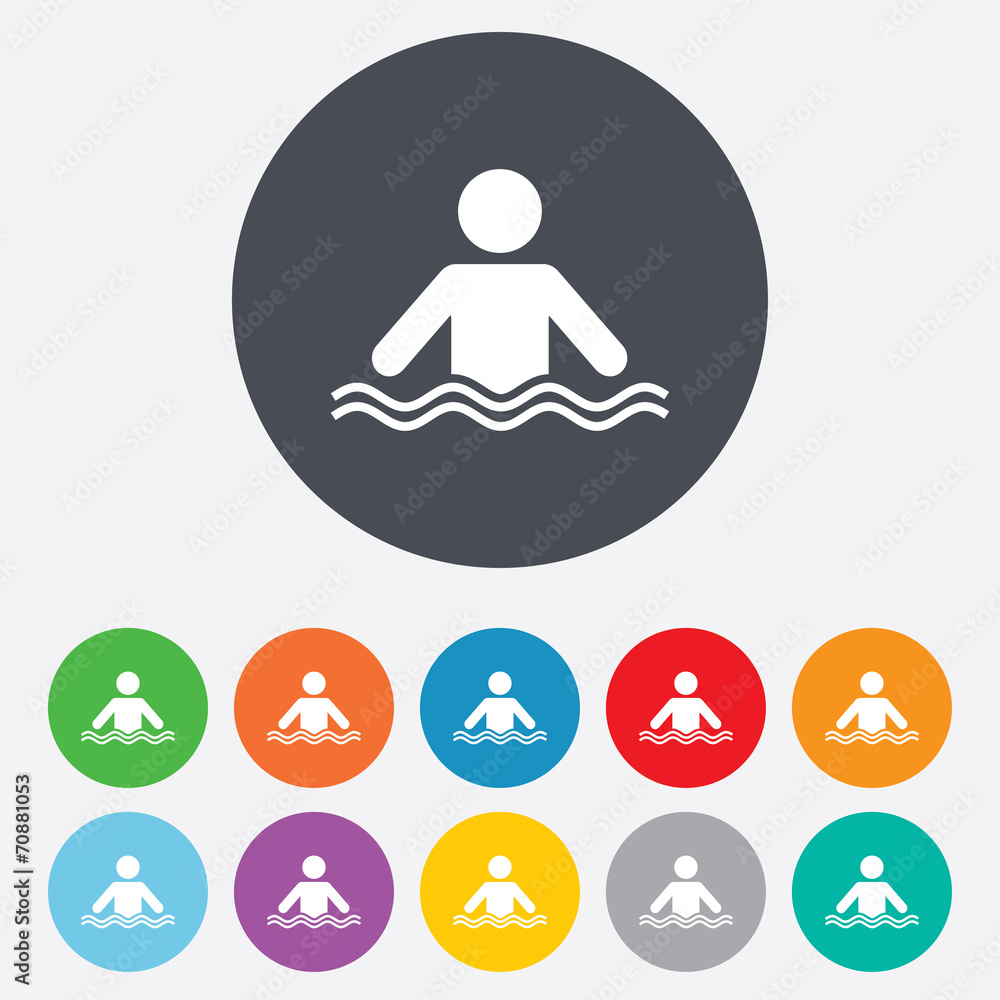 Swimming sign icon. Pool swim symbol. Swimming sign icon. Pool swim symbol.