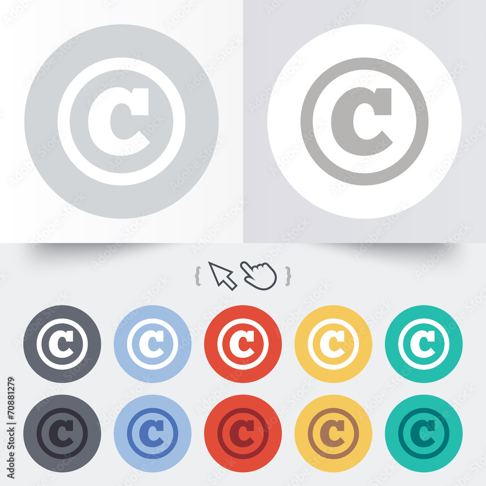 Copyright sign icon. Copyright button. Copyright sign icon. Copyright button.