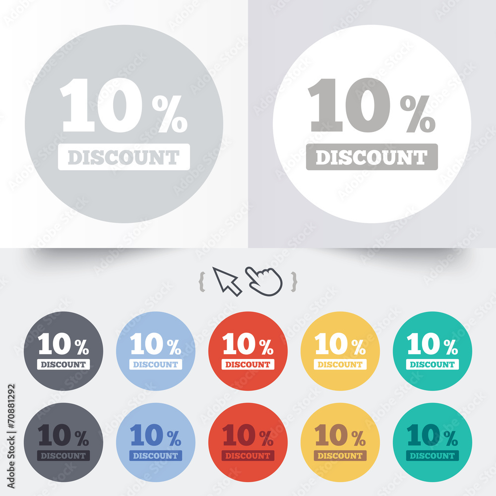 10 percent discount sign icon. Sale symbol. 10 percent discount sign icon. Sale symbol.