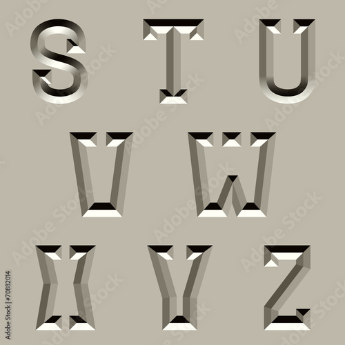 vector stone carved alphabet font - part 3