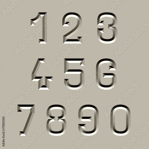 vector stone carved font numbers