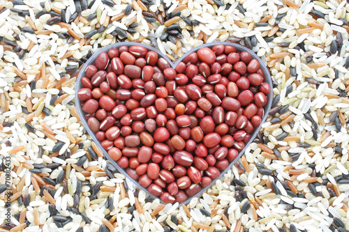 Beans are combined into the shape of heart
