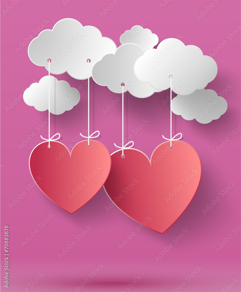 Valentine's day abstract background with cut paper heart. Vector