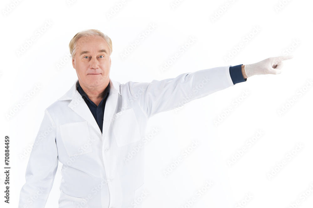 Senior scientist standing on white background. Senior scientist standing on white background.