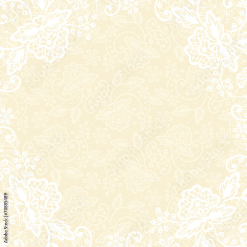 white lace on yellow background