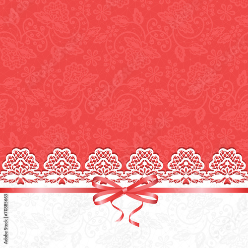 white lace on red background
