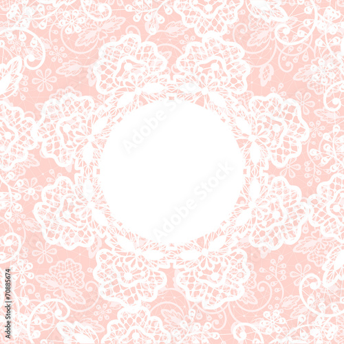 white lace on pink background