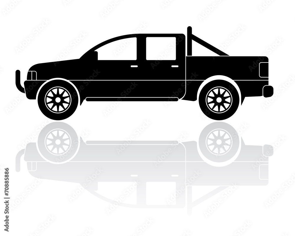 Pickup truck silhouette vector icon