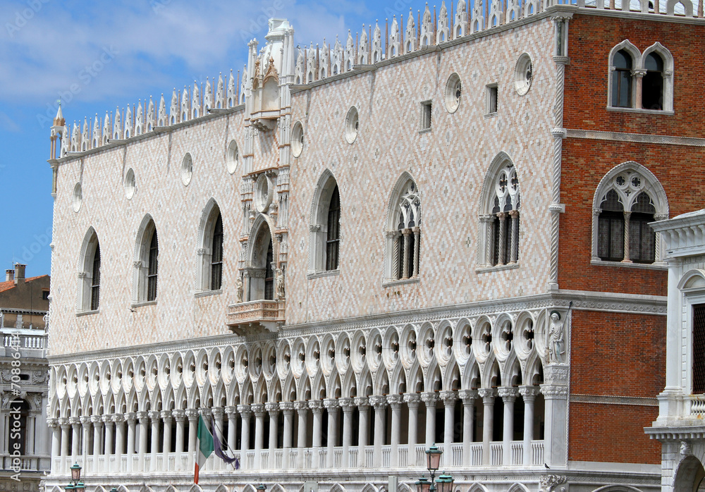 Part of Ducal Palace in front of Riva degli Schiavoni in Venice