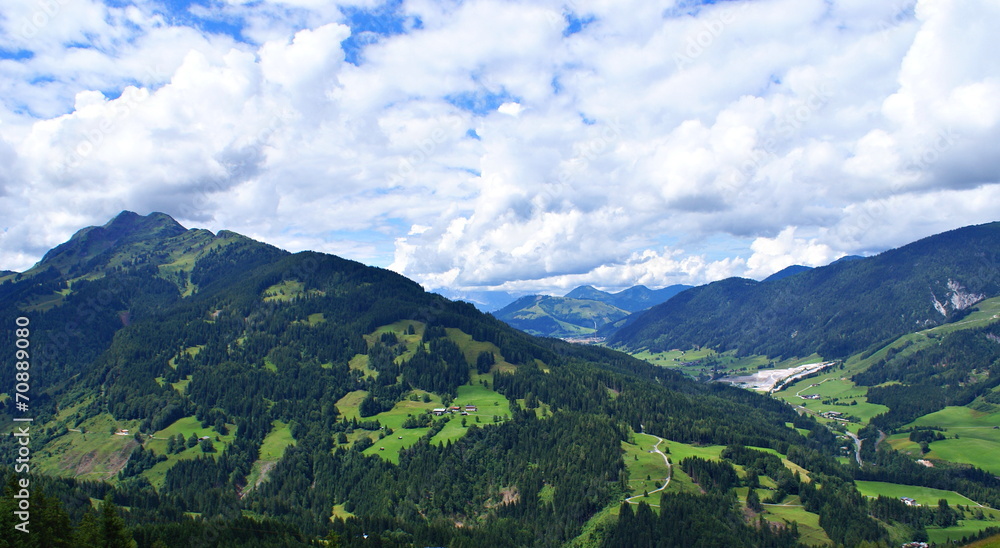 Fototapeta premium Alps Mountains seen from Leogang Park Adventure, Austria