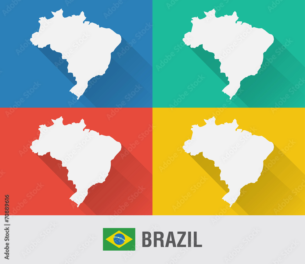 Brazil world map in flat style with 4 colors.