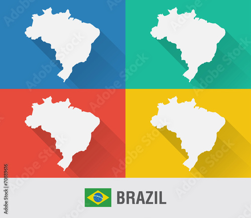 Brazil world map in flat style with 4 colors.