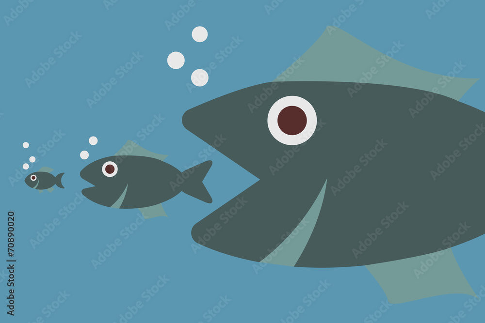 Foto big fish eating little fish