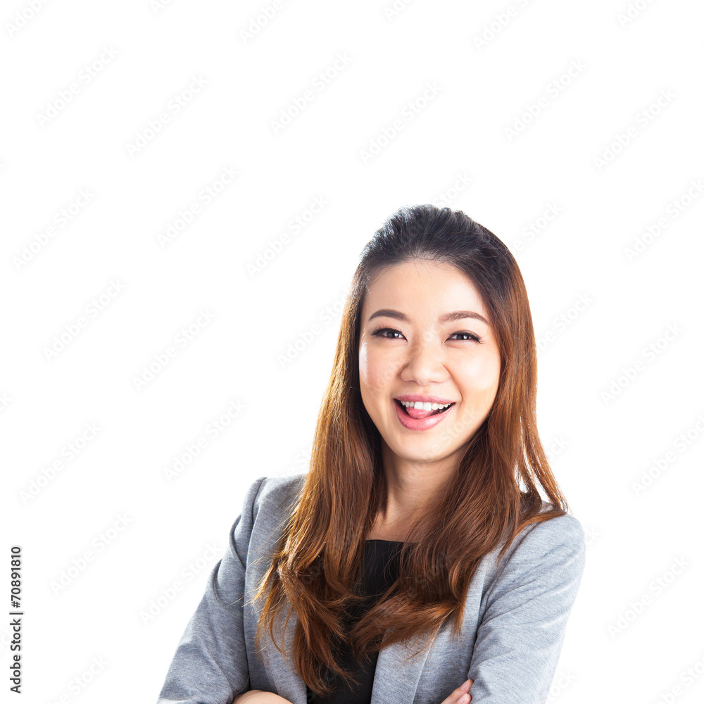 Portrait of happy young business woman isolated Portrait of happy young business woman isolated