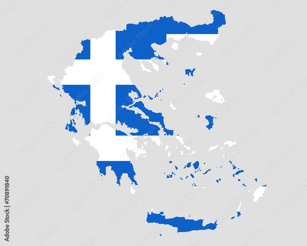 Karte und Fahne von Griechenland - obrazy, fototapety, plakaty 