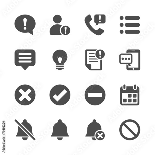 notification and information icon set, vector eps10