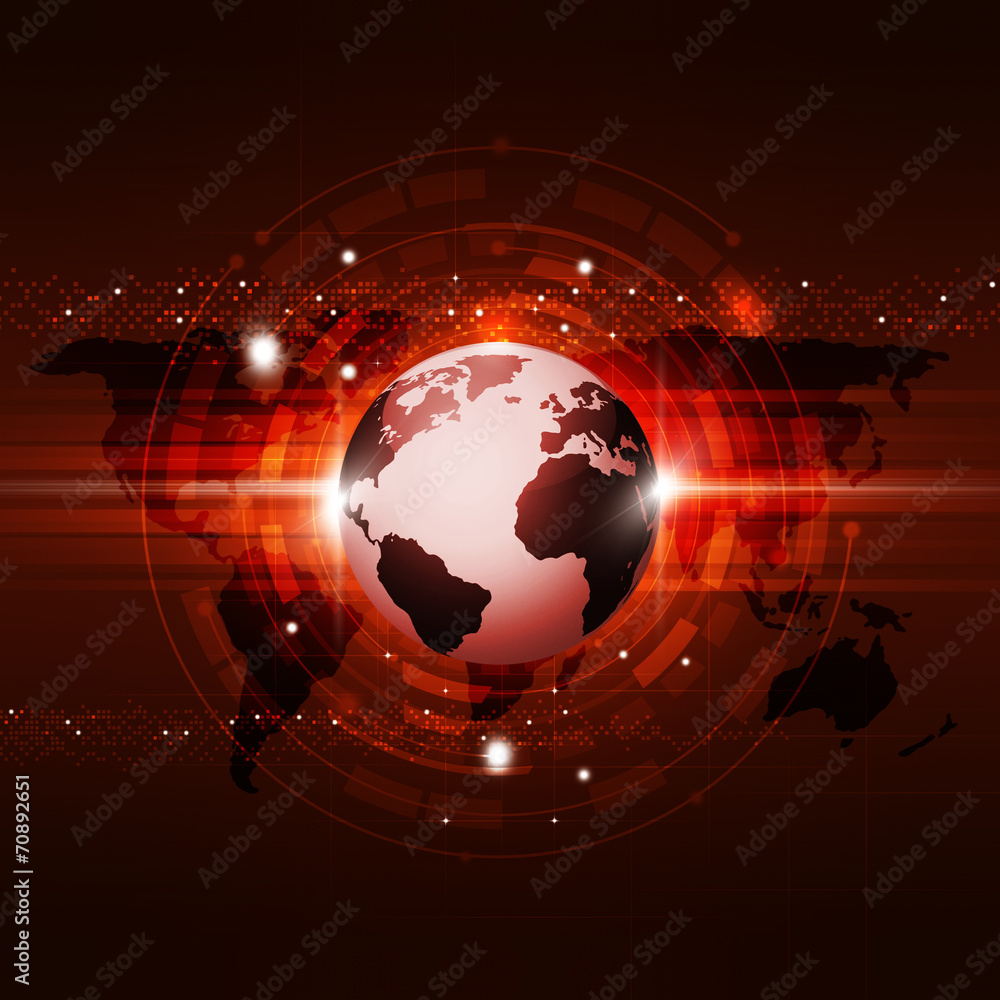 Global Communication Technology Red Background Global Communication Technology Red Background