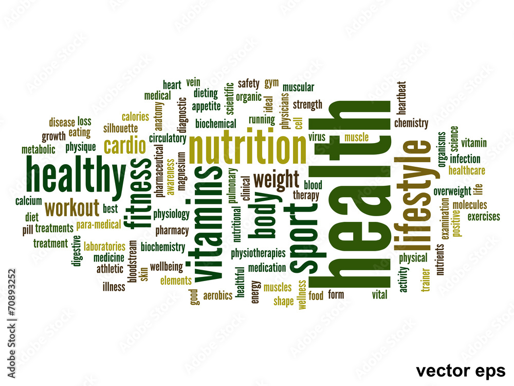 Vector conceptual health word cloud Vector conceptual health word cloud